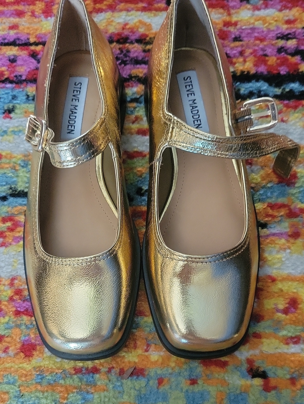 Steve Madden Metallic Gold Mary Jane Shoes